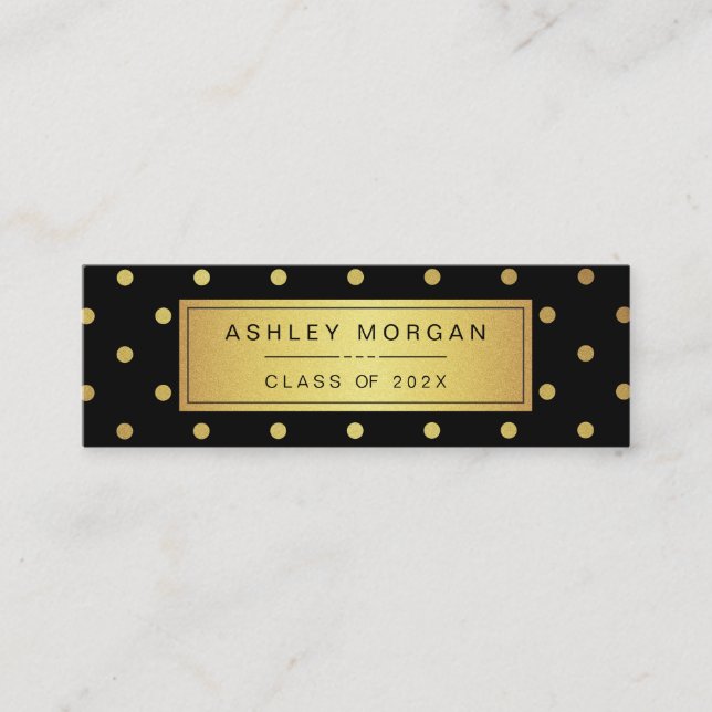 Moderne Schwarz/Gold Glitzer Abschluss Name Card Telefonnummerkarte (Vorderseite)