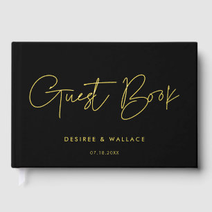 Moderne Schwarz-Gold-Hochzeit Gästebuch