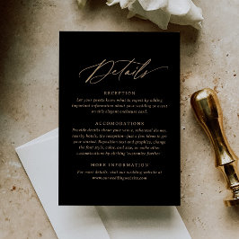 Moderne Schwarz-Gold-Kalligrafie-Hochzeitsdetails RSVP Karte