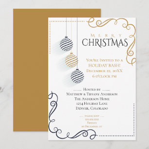 Moderne Schwarz-Gold-Minimal-Bauten Einladung