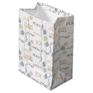 Moderne Schwarz-Gold-Minimal-Bauten Mittlere Geschenktüte