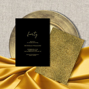 Moderne Schwarz-Gold-Party Einladung