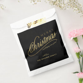 Moderne Schwarz & Gold Script Frohe Weihnachten Geschenktütchen