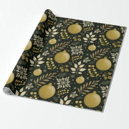 Moderne Schwarz-Gold-Weihnachten Geschenkpapier