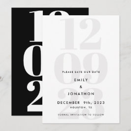 Moderne Schwarz-Grau-Datums-Typografie Save The Date