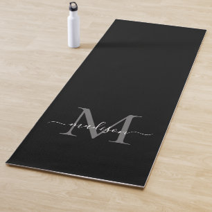 Moderne Schwarz-Grau-Monogramm Elegante Feminine-S Yogamatte