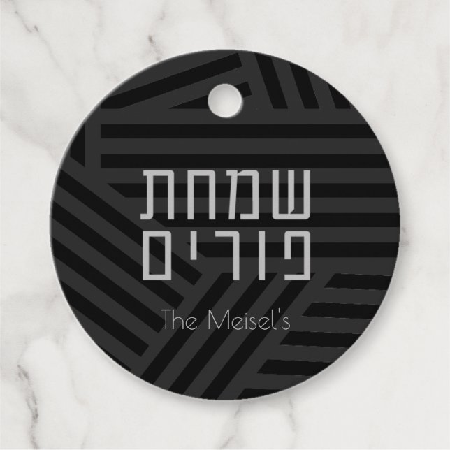 Moderne Schwarz-Grau-Uhr-Markierung Geschenkanhänger (Vorderseite)