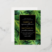 Moderne Schwarz-Grün-Tropen-Blätter Hochzeiten