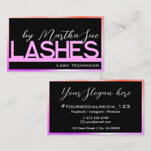 Moderne Schwarz Lila Pink Ombre Schönheit Lashes I Visitenkarte