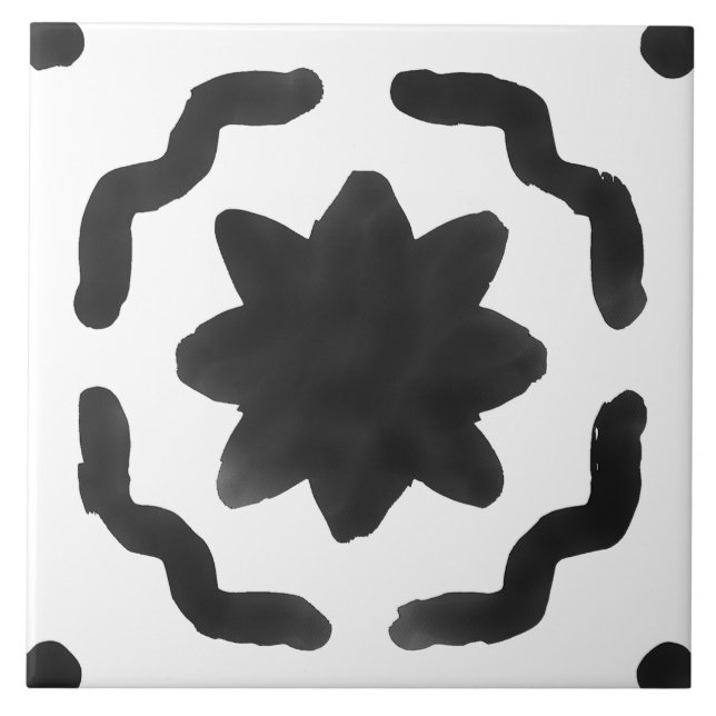 Moderne schwarz-neutrale lackierte Tile Fliese (Vorderseite)