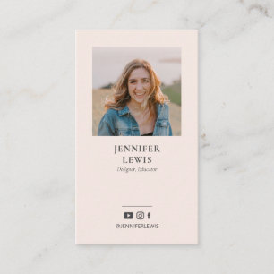 Moderne Schwarz/Rosa Foto Social Media Visitenkarte