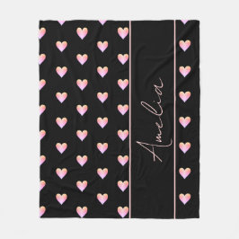 Moderne Schwarz-Rosa-Herzen Personalisiert Fleecedecke