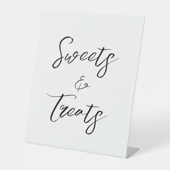 Moderne Schwarz-Script-Süßigkeiten Leckereien Hoch Sockelschild (Vorderseite)