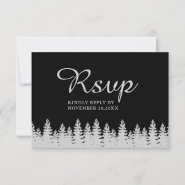 Moderne Schwarz-Silber-Winter-Hochzeit mit Essen RSVP Karte