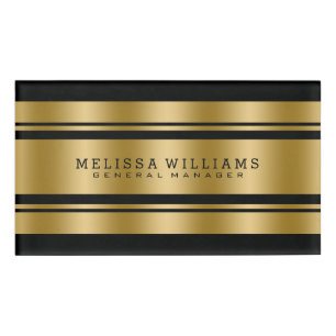 Moderne Schwarz-u. Goldstreifen Namenschild