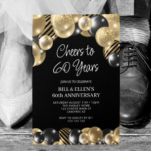 Moderne Schwarz und Gold 60 Jahre alt Einladung