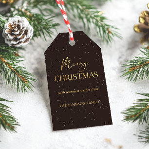 Moderne Schwarz und Gold Frohe Weihnachtsfamilie N Geschenkanhänger
