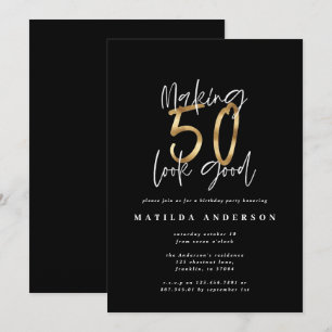 Moderne Schwarz und Gold minimale 50. Geburtstag