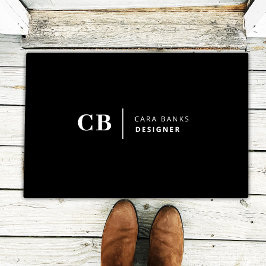 Moderne Schwarz und Weiß Trendy Stilvolle Monogram Fußmatte