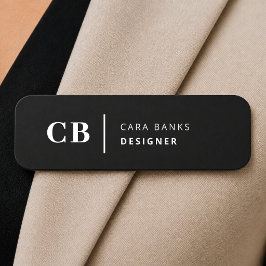 Moderne Schwarz und Weiß Trendy Stilvolle Monogram Namensschild