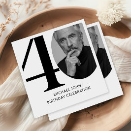 Moderne Schwarz & Weiß 40. Foto Geburtstag Serviette