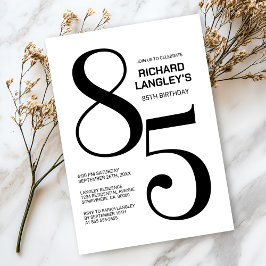Moderne Schwarz-Weiß-85. Geburtstagsparty Einladung