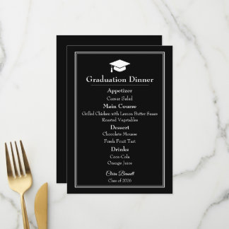Moderne Schwarz-Weiß-Abschlussmenükarte 2026 Menükarte