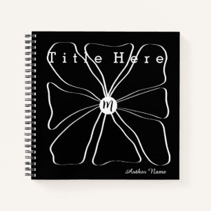 Moderne Schwarz-Weiß-Abstrakte Florale Linienkunst Notizbuch