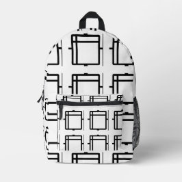 Moderne Schwarz-Weiß-Abstrakte Geometrische Kunst Bedruckter Rucksack