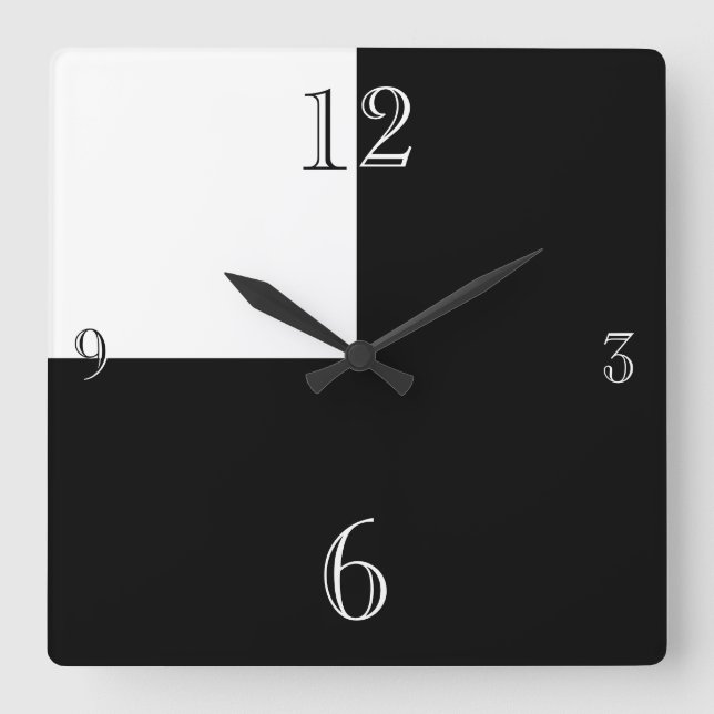 Moderne Schwarz-Weiß-abstrakte Großuhr Quadratische Wanduhr (Vorderseite)