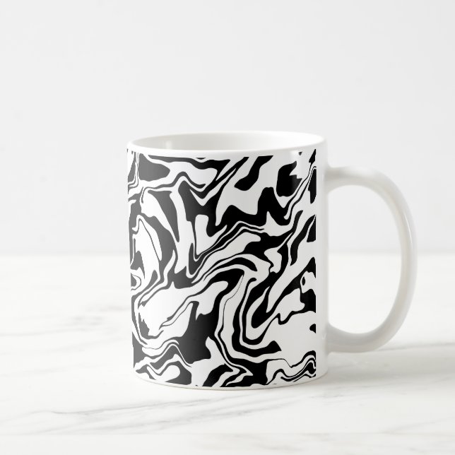 Moderne Schwarz-Weiß-Abstrakte Kunst Kaffeetasse (Rechts)