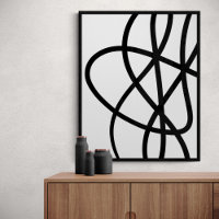 Moderne Schwarz-Weiß-Abstrakte Linie Kunst
