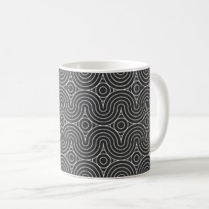 Moderne Schwarz-Weiß-Abstraktmuster-Design Kaffeetasse