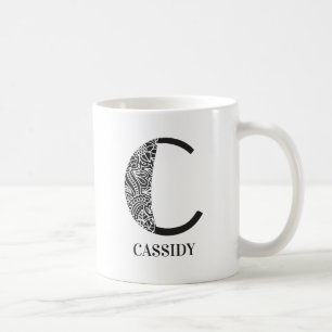 Moderne Schwarz-Weiß-Anfangsbuchstaben C und Name Kaffeetasse