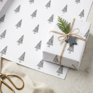 Moderne Schwarz-Weiß-Bäume Minimalistisch Weihnach Geschenkpapier