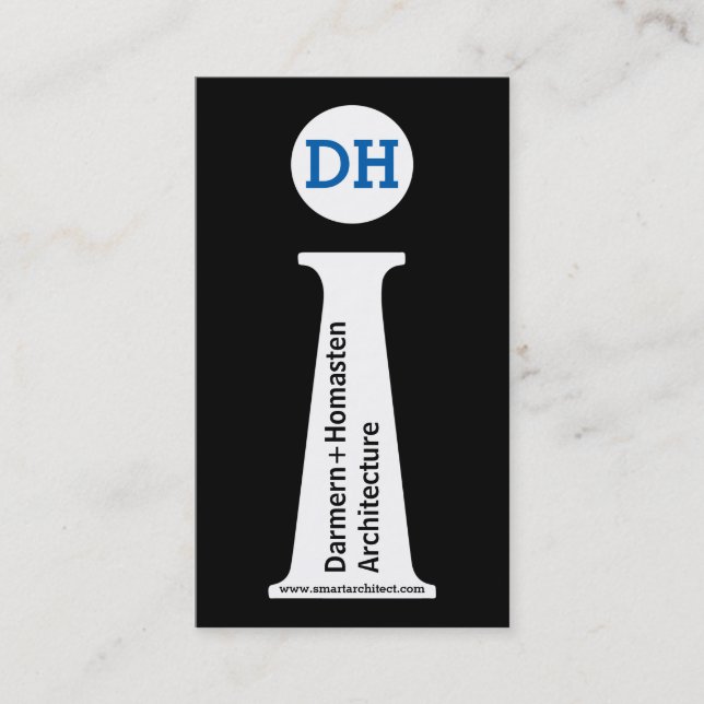 Moderne Schwarz-Weiß-Blau-Monogramm Visitenkarte (Vorderseite)