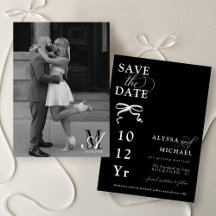 Moderne Schwarz-Weiß-Bogen-Foto-Monogramm-Hochzeit