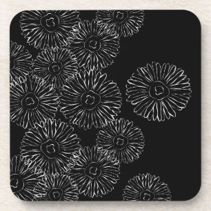 Moderne Schwarz-Weiß-Boho-Chic-Gänseblümchen-Muste Getränkeuntersetzer