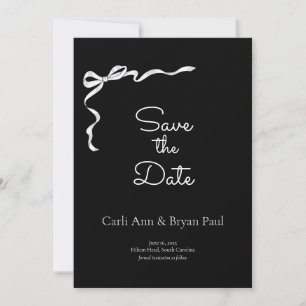 Moderne Schwarz-Weiß-Bow Save the Date Einladung