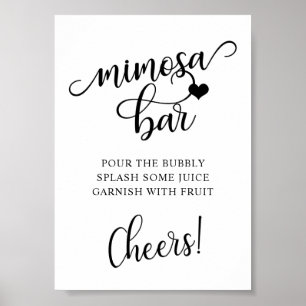 Moderne Schwarz-Weiß-Brautparty MIMOSA BAR Poster