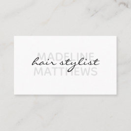 Moderne Schwarz-weiß Chic Hair Stylist-Schriftzeic Visitenkarte