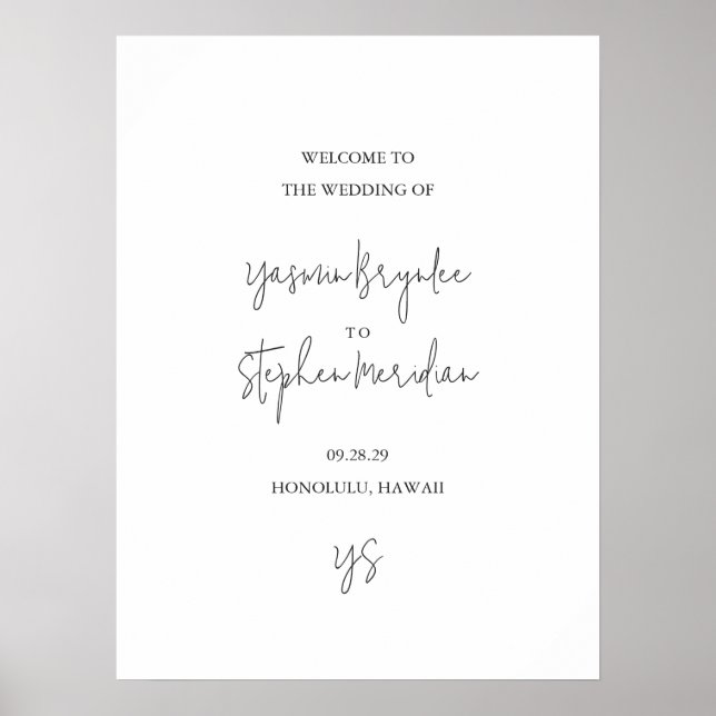 Moderne Schwarz-Weiß Chic-Hochzeit Poster (Vorne)