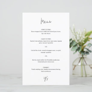 Moderne Schwarz-Weiß Chic Hochzeitsmenü