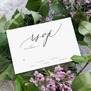 Moderne Schwarz-Weiß-Einfache Hochzeit RSVP Karte