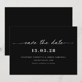 Moderne Schwarz-Weiß-Einladung Save the Date Einladung