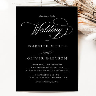 Moderne Schwarz-Weiß-Einladung zur Hochzeit Einladung