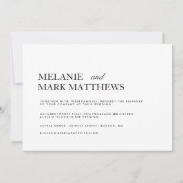 Moderne Schwarz-Weiß-Einladungen für Hochzeiten Einladung
