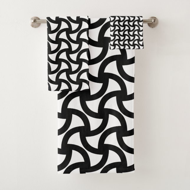 Moderne Schwarz-Weiß-Elegant Badhandtuch Set (Insitu)