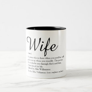 Moderne Schwarz-Weiß-Elegante Ehefrau-Definition  Zweifarbige Tasse