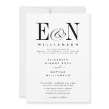Moderne Schwarz-Weiß-Elegante Hochzeitseinladung